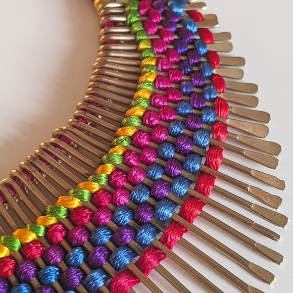 Asian Ethnic Hand-braided Colorful Statement Choker Necklace For Women And Girls - Picture 5 of 8